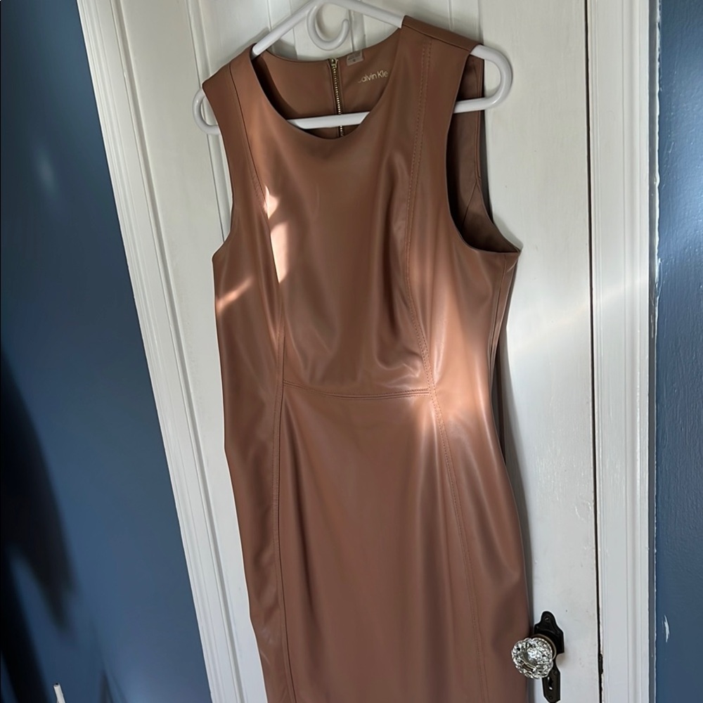 Calvin Klein Brown Sleeveless Sheath Mini Dress